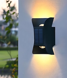 billige -2 stk solcellevegglampe 2 moduser belysning utendørs vanntett opp og ned lysende belysning hagedekorasjon solcellelys trappegjerde solar landskapslys