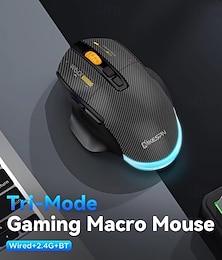 baratos -mkespn wireless 2.4g bluetooth 3 modos conectar mouse 12800dpi ajustar macro rgb mouse para jogos programável 500 mah recarregável