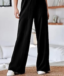 billige -Dame Joggebukser Bred Bukseben kinesisk Mote Gatemote Full lengde Høy Midje عادي Lomme Elastisk midje comfy Myk Bekvem Mikroelastisk utendørs Gate Svart Hvit Grå Vår & Vinter Normal