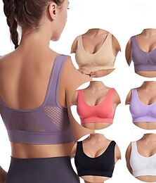 お買い得  -女性用 ライトサポート スポーツブラ ランニングブラ オープンバック ブラトップ パッド入り フィットネス レジャースポーツ ランニング 高通気性 ライトウェイト ソフト スイカ色と ブラック ホワイト ソリッド