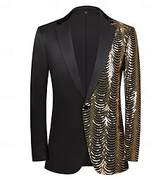 economico -Per uomo Giacca Blazer Tuxedo Festa Brillanti A strisce Blazer Rosso Blu Oro Taglio standard Monopetto - 1 bottone