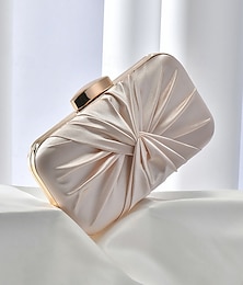 abordables -pochette de soirée élégante en satin pour femme – design de nœud glamour avec cadre doré, parfaite pour les mariages, les fêtes et les événements formels
