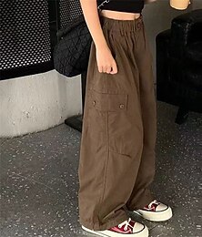 billiga -Barn Flickor Långbyxor Ensfärgat Streetwear Ficka Skola 4 år + Vår Svart Kaffe