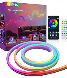 economico -striscia luminosa a LED RGB al neon, 1,6-16 piedi, USB 5 V, con cambio colore, controllo tramite app e musica, impermeabile IP65 per camera da letto e decorazioni per feste, 1 pz.