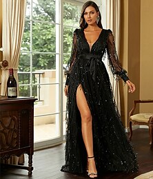 billige -A-linje kveldskjole elegant kjole formell gulvlang langermet en skulder lommer sateng med rhinestone glitter