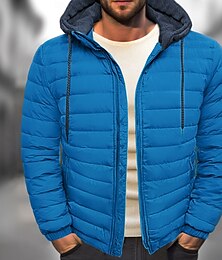 economico -Per uomo Cappotto Invernale Giacca imbottita Giacca trapuntata Giacca di transizione Tasca Con cappuccio Ufficio & Carriera Data Casual Quotidiano Caldo Inverno Blocco di colori Nero Rosso Blu marino