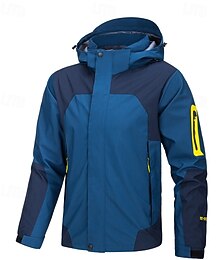 preiswerte -Herren Hoodie Jacke Soft Shell Jacke Wanderjacke Draussen Farbblock Windundurchlässig Wasserdicht Windbreaker-Jacke Reisen Schwarz Blau Beige Grau