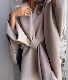 abordables -Cape / Capes Femme Extérieur Plein Air Usage quotidien mode Décontractées Surdimensionné Normal Manteau Fuchsia Marron Kaki Automne Hiver Ouvrir le devant Sans col Standard S M L XL 2XL