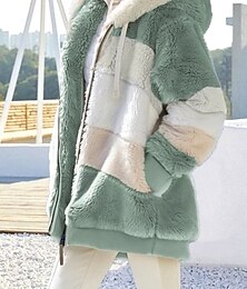 preiswerte -Damen Fleecejacke Teddy-Mantel Hoodie Jacke warm halten Atmungsaktiv Zip Tasche Innenfutter aus Fleece Brautkleider schlicht Streifen Urlaub Strasse Freizeitskleidung Ausgehen Reisverschluss Standard