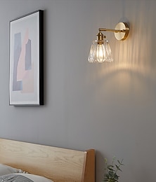 abordables -Aplique de pared de vidrio de un solo cabezal E27 para interiores, apliques empotrados de latón, pantalla de vidrio, decoración, 110-240 V
