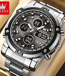 abordables -Reloj de Hombre OLEVS 1106 Reloj de Marca de Lujo Reloj de Cuarzo Reloj Deportivo Reloj Despertador Pantalla LED Impermeable Reloj de Código de Tiempo