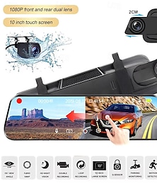 economico -touch screen specchio 1080p dash camera auto dvr specchio anteriore e posteriore doppia lente telecamera dashcam hd 1080p specchietto retrovisore 1080p dash cam videocamera