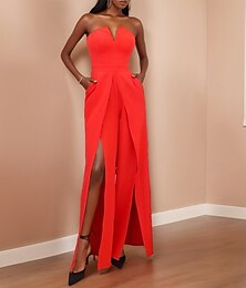 levne -Overaly Kryté Šaty Party Šaty Formální Délka Podlahy Bez Rukávů Bez Ramínek Chiffon s Rozpáráním