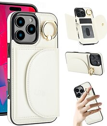 abordables -teléfono Funda Para iPhone 17 Pro Max 17 Air 16 15 14 Pro Max Plus 13 12 11 Pro Max Funda Trasera Soporte para Anillo Ranura para tarjetas Antigolpes Retro TPU Cuero de PU