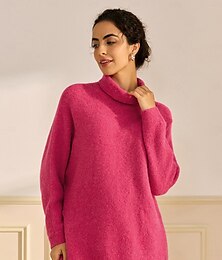 abordables -pull col roulé en tricot côtelé en laine mélangée à épaules tombantes et manches chauve-souris