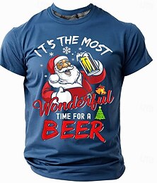 お買い得  -クリスマス メンズ おもしろ クリスマス 3D Tシャツ サンタクロース オクトーバーフェスト ビール カジュアル ストリート スタイル 3D プリント Tシャツ スポーツ アウトドア ホリデー レッド ブルー グリーン 半袖 クルーネック 春&amp;夏服