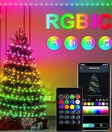 economico -luci magiche a led rgb app-controllate, luci fatate a stringa usb con telecomando, sincronizzazione musicale bluetooth per natale all'aperto, matrimonio, compleanno &decorazioni per feste