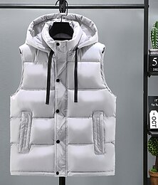 economico -Per uomo Gilet imbottito Gilet con cappuccio Imbottito Gilet Gilet trapuntato Giornaliero Appuntamento Da mare Di tendenza Informale Autunno inverno Tasche Cappuccio staccabile Poliestere Tenere al