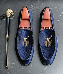 economico -mocassini da uomo in velluto verde con ricami dorati – lussuose scarpe slip-on per eventi formali e matrimoni