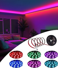 ieftine -lumini cu LED-uri 2 m benzi luminoase cu LED-uri rezistente la apă lumini rgb tiktok bandă cutie de baterii aa mini controler cu 3 taste alimentat cu baterie multicolor