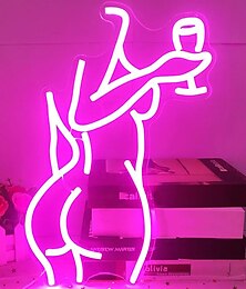 abordables -Panneaux lumineux au néon pour femmes, décoration murale à LED à intensité variable, lumière au néon pour femme sexy, cadeaux de décoration artistique créatifs pour chambre de fille, fête à domicile,
