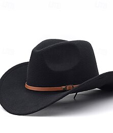 billiga -Herr Kentucky Derby Hat Solhatt Cowboyhatt Fedora Trilby hatt Svart Rubinrött Ull Vintagestil Mode 1700-talet delstaten Texas Dagligen Temafest Enfärgad / vanlig färg Solskyddskräm Justerbar storlek