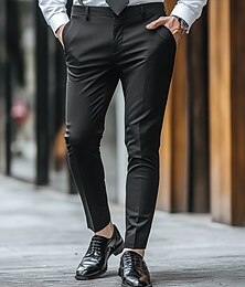 economico -Per uomo pantaloni della tuta Pantaloni Pantaloni da completo Tasche Liscio Comfort Morbido Lunghezza intera Matrimonio Attività commerciale Informale Di tendenza Streetwear Nero Blu marino