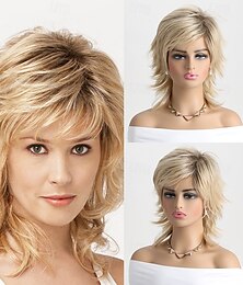 economico -parrucche bionde per donne ragazze parrucca corta riccia ondulata capelli biondo chiaro lunghezza spalle onda corpo halloween cosplay parrucche festa quotidiana