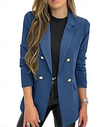 preiswerte -Damen Anzüge Formal Taste Feste Farbe warm halten Modisch Regular Fit Oberbekleidung Langarm Herbst Schwarz S