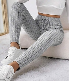 halpa -Naisten Joogahousut Jooga leggingsit Fleecevuoratut leggingsit Kurenauha Korka vyötärö Jooga Kuntosaliharjoitus Pilates Pyöräily Sukkahousut Musta Vaalean harmaa Fleece Syksy Talvi Urheilu