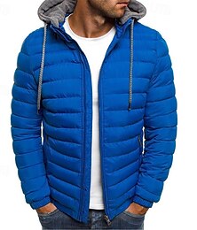 preiswerte -Herren Steppjacke Pufferjacke Puffer Winterjacke Winter Draussen Isoliert Packbar Leichtgewichtig Oberbekleidung Windbreaker-Jacke Leichte Pufferjacke Voller Reißverschluss Reisen Dunkelgrau Schwarz