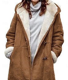 preiswerte -Damen Fleecejacke Teddy-Mantel warm halten Atmungsaktiv Tasche Innenfutter aus Fleece Brautkleider schlicht Glatt Urlaub Strasse Freizeitskleidung Ausgehen Einreihiger Verschluss Standard