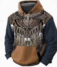 economico -Per uomo Fantasia "Gufo" Felpa con Cappuccio Felpe con cappuccio Felpa Quotidiano Casual Manica Lunga Con Cappuccio Vacanza Sport all'Aperto Abbigliamento casual alla moda Marrone Verde militare Blu