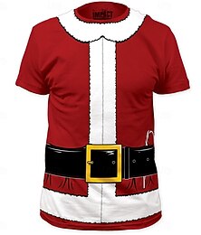 halpa -3D Joulu T-paita T-paita Ruma joulupaita Joulupukki Joulupukki-asu Kuvitettu Hauska varten Miesten Aikuisten 3D-tulostus varten Joulu Karnevaali Juhla Festivaali