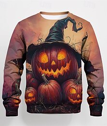 abordables -Halloween Garçon 3D Graphic Bande dessinée Potiron T-shirt Tee-shirts manche longue Printemps Automne Mode basique Polyester Enfants 4-12 ans Col Ras du Cou Extérieur Casual du quotidien Standard