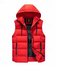 economico -Per uomo Gilet imbottito Imbottito Gilet Gilet trapuntato Giornaliero Appuntamento Da mare Di tendenza Informale Autunno inverno Tasche Poliestere Tenere al caldo Comodo Liscio Cerniera Con cappuccio