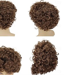 economico -Parrucche sintetiche Riccio Con frangia Parrucca Corto Marrone Capelli sintetici Per donna Marrone
