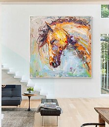 お買い得  -牛動物油絵 100%手描き 質感のある牛の絵 抽象的なカラフルな動物油絵 壁飾り リビングルーム オフィス装飾用牛の絵 壁アート