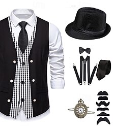 preiswerte -Retro Vintage Goldene Zwanziger 1920er Outfits Weste Zubehörset Gentleman Kostüm Herren Halloween Karneval Neujahr Party / Abend Maskerade Silvester Erwachsene Krawatte Weste Weitere Accessoires
