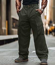 economico -Per uomo Pantaloni cargo Pantaloni di velluto a coste Pantaloni Pantaloni larghi Pantaloni casual Tasche Vita elastica Multi tasca Liscio Comfort Morbido Lunghezza intera Esterno Giornaliero Per