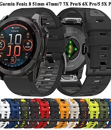 economico -Cinturino per orologio  per Garmin Fenix 8 47mm 51mm 7X 6 6X Pro Epix Pro Instinct 2X Approach S70 S62 S60 Forerunner 955 945 Epix Marq Descent Quatix 22mm 26mm Silicone Sostituzione Cinghia
