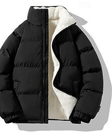 olcso -Férfi Puffer dzseki Vattázott kabát Párnázott dzseki Zseb Polyster Polár béléssel Hétköznapi viselet Randi Vakáció Szokványos Divat Alkalmi Kényelmes Melegen tartani Ősz & tél Egyszínű / Sima szín