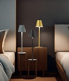 abordables -Lámpara de mesa inalámbrica LED moderna, lámpara de ambiente de cafetería retro, lámpara de mesa recargable por USB con atenuación táctil para bar, hogar u oficina