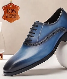 levne -pánské gradientní modré oxfordky s brogue detaily - prvotřídní společenské boty z hovězí kůže pro obchodní a formální příležitosti