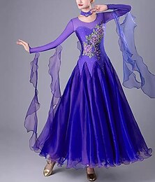 economico -abiti da competizione da sala da ballo donne abiti da ballo standard nazionale valzer manica lunga festa danza moderna abbigliamento da palcoscenico costumi