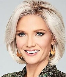 abordables -perruques blondes platine courtes pour femmes perruque bob perruque droite naturelle cheveux avec raie sur le côté pour cosplay de fête quotidien