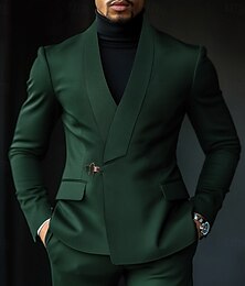economico -Uomo Matrimonio Natale Completi Nero Blu reale Moda Affari Tinta unita Vestibilità standard 2 pezzi Monopetto a un bottone
