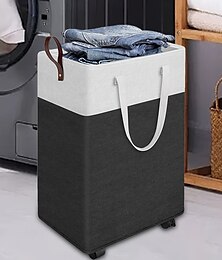 abordables -Panier à linge de grande capacité, 75 l/90 l, noir élégant, doté de 2 longues poignées et d'une poignée de transport latérale, bac de rangement pliable, panier à linge sale étanche, idéal pour les