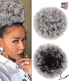 halpa -afro puff clip synteettiseen poninhäntäpidennykseen mustille naisille lyhyt mutkainen nuttura luonnollisille hiuksille