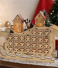 ieftine -Calendare Advent de Crăciun Rășină cu Săniuțe LED 24 de Zile Numărătoare Organizare Figurine Decorațiuni Acasă 2025 Știri